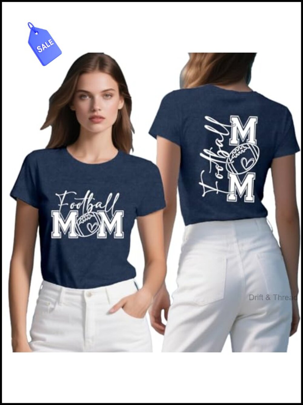 Womens Football Mom Shirt Mom Life T-Shirt Game Day Mama Sports Season Tee